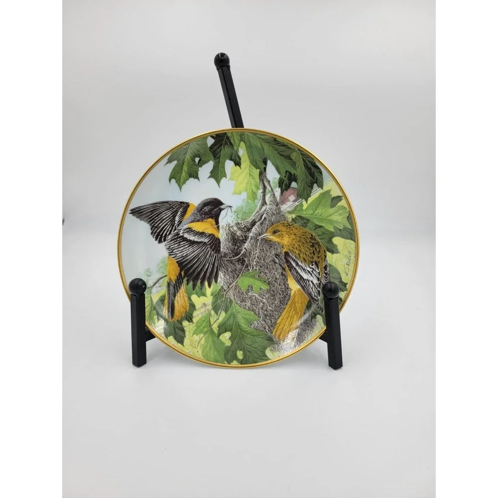 NORTHERN ORIOLE BUILDING THE NEST A. J. Rudisill Plate National Audubon Society